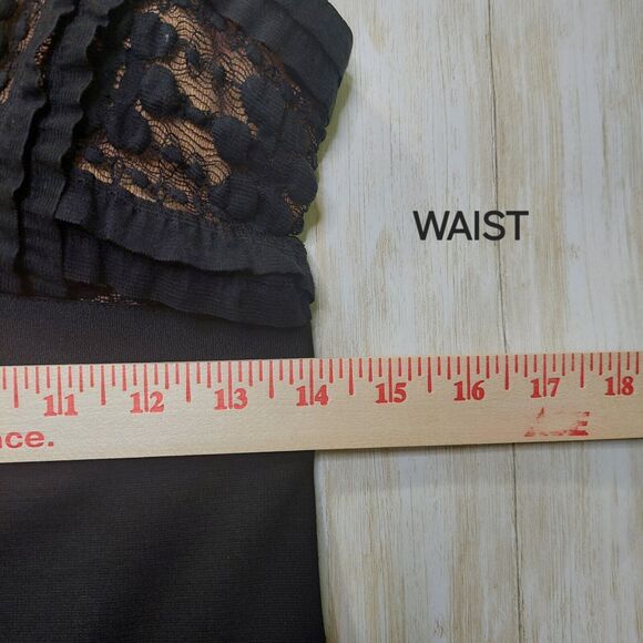 MAX STUDIO Womens Little Black Dress M Sheath Bodycon Sleeveless V-Neck Ruffles - Picture 12 of 13